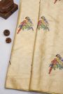 Banarasi Georgette Cream Saree With Birds Border