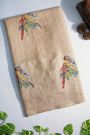 Banarasi Georgette Cream Saree With Florals And Leaves Border