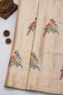 Banarasi Georgette Cream Saree With Florals And Leaves Border