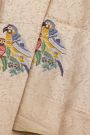 Banarasi Georgette Cream Saree With Florals And Leaves Border