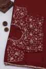 Banarasi Georgette Maroon Saree With Ready To Wear Blouse