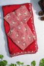 Banarasi Georgette Red Saree With Kardana Work Border