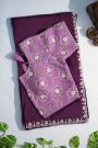 Banarasi Georgette Dark Purple Saree With Small Buttis With Zari Border