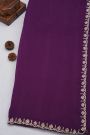Banarasi Georgette Dark Purple Saree With Small Buttis With Zari Border