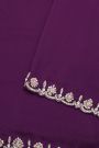 Banarasi Georgette Dark Purple Saree With Small Buttis With Zari Border