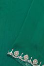 Banarasi Georgette Bottle Green Saree With Florals And Leaves Border