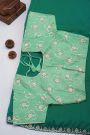 Banarasi Georgette Bottle Green Saree With Florals And Leaves Border