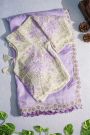 Banarasi Georgette Lavender Saree With Sequence Pattern Border