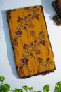 Fancy Georgette Mustard Saree With Weaves Design In Kardhana Work Border