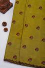 Designer Georgette Mehendi Green Saree With All Over Flower Design