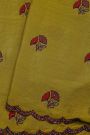 Designer Georgette Mehendi Green Saree With All Over Flower Design