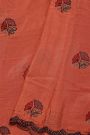 Designer Georgette Rust Saree With All Over Flower Design