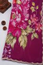 Designer Georgette Purple Saree With Florals And Diamonds With Kardhana Work Border