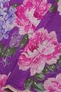 Designer Georgette Purple Saree With Florals And Diamonds With Kardhana Work Border