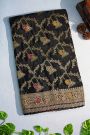 Designer Georgette Black Saree With Florals And Peacocks With Diamond Border