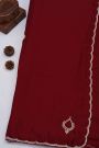 Designer Crepe Maroon Saree With Weaves Design In Kardhana Work Border