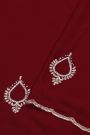 Designer Crepe Maroon Saree With Weaves Design In Kardhana Work Border