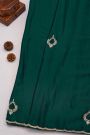 Designer Crepe Emerald Green Saree With Weaves Design In Kardhana Work Border