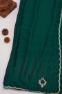 Designer Crepe Emerald Green Saree With Weaves Design In Kardhana Work Border