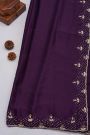 Designer Crepe Purple Saree With Florals And Diamonds With Kardhana Work Border
