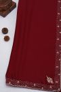 Designer Crepe Maroon Saree With Florals And Diamonds With Kardhana Work Border