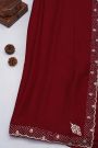 Designer Crepe Maroon Saree With Florals And Diamonds With Kardhana Work Border