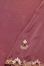 Designer Crepe Purple Saree With Floral Jaal In Zardozi Work Border