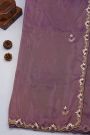 Designer Crepe Purple Saree With Floral Jaal With Zardozi Work Border