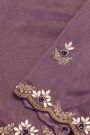 Designer Crepe Purple Saree With Floral Jaal With Zardozi Work Border