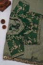 Designer Crepe Grey Saree With Floral And Leaves In Zardozi And Sequins Work Border