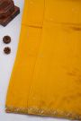 Designer Georgette Mustard Saree With Florals With Pearls And Kardhana Work Border