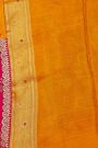 Designer Georgette Magenta Saree With Florals And Leaves With Zig-Zag Lines Border