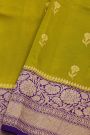 Fancy Matka Silk Mehendi Green Saree With Floral Buttis Body