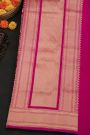 Banarasi Silk Pink Saree With Cross Lines And Temples Border