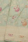 Banarasi Silk Grey Saree With Florals And Diamonds In Lines Border