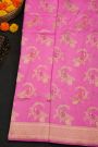 Banarasi Silk Pink Saree With Florals And Circles In Zari Border