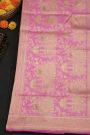 Banarasi Silk Pink Saree With Florals And Circles In Zari Border