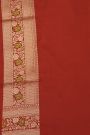 Banarasi Silk Brick Red Saree With Florals And Birds With Diamonds