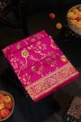 Banarasi Silk Pink Saree With Floral Jaal Border