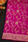 Banarasi Silk Pink Saree With Floral Jaal Border
