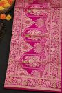 Banarasi Silk Pink Saree With Floral Jaal Border