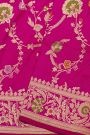 Banarasi Silk Pink Saree With Floral Jaal Border