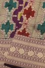 Banarasi Silk Multi-Colour Saree With Florals And Diamonds In Lines Border