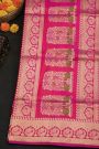 Banarasi Silk Pink Saree With Florals And Peacocks With Diamonds Border