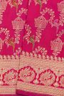 Banarasi Silk Pink Saree With Florals And Peacocks With Diamonds Border