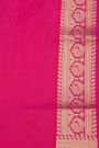 Banarasi Silk Pink Saree With Florals And Peacocks With Diamonds Border