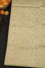 Banarasi Silk Pista Green Saree With Florals And Leaves Jaal