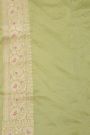 Banarasi Silk Pista Green Saree With Florals And Leaves Jaal