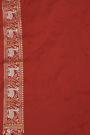 Banarasi Silk Maroon Saree With Florals And Deers In Zari Border