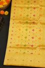 Banarasi Silk Yellow Saree With Florals And Leaves In Zari Border